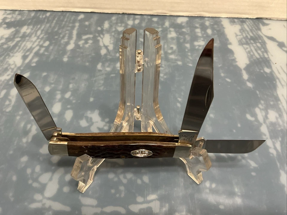 Navaja de Bolsillo Case XX USA 6375 3 Puntos 1980’s Jigged Rojo/Marrón Hueso Jumbo Stockman Foto 2 de 4