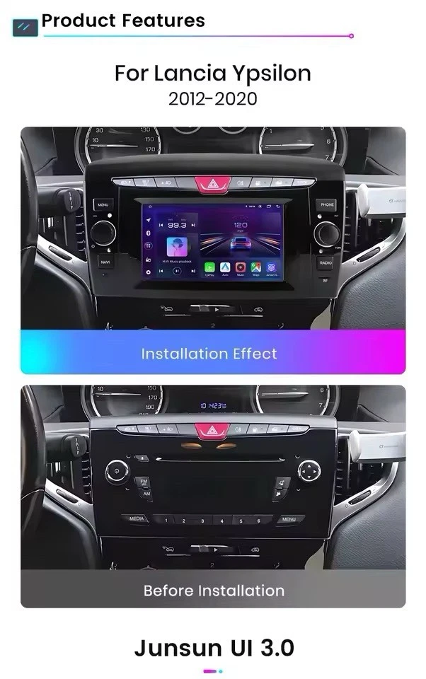 Autoradio Lancia Ypsilon 2012-2020 CarPlay-AndroidAuto Wireless 2G+64GB BT RDS - Immagine 3 di 4