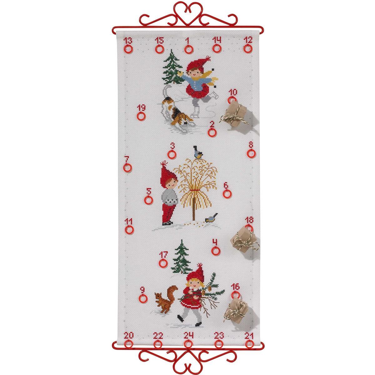 Eva Rosenstand wall hanging counted cross stitch kit ""Calendar"", 25x55cm, DIY