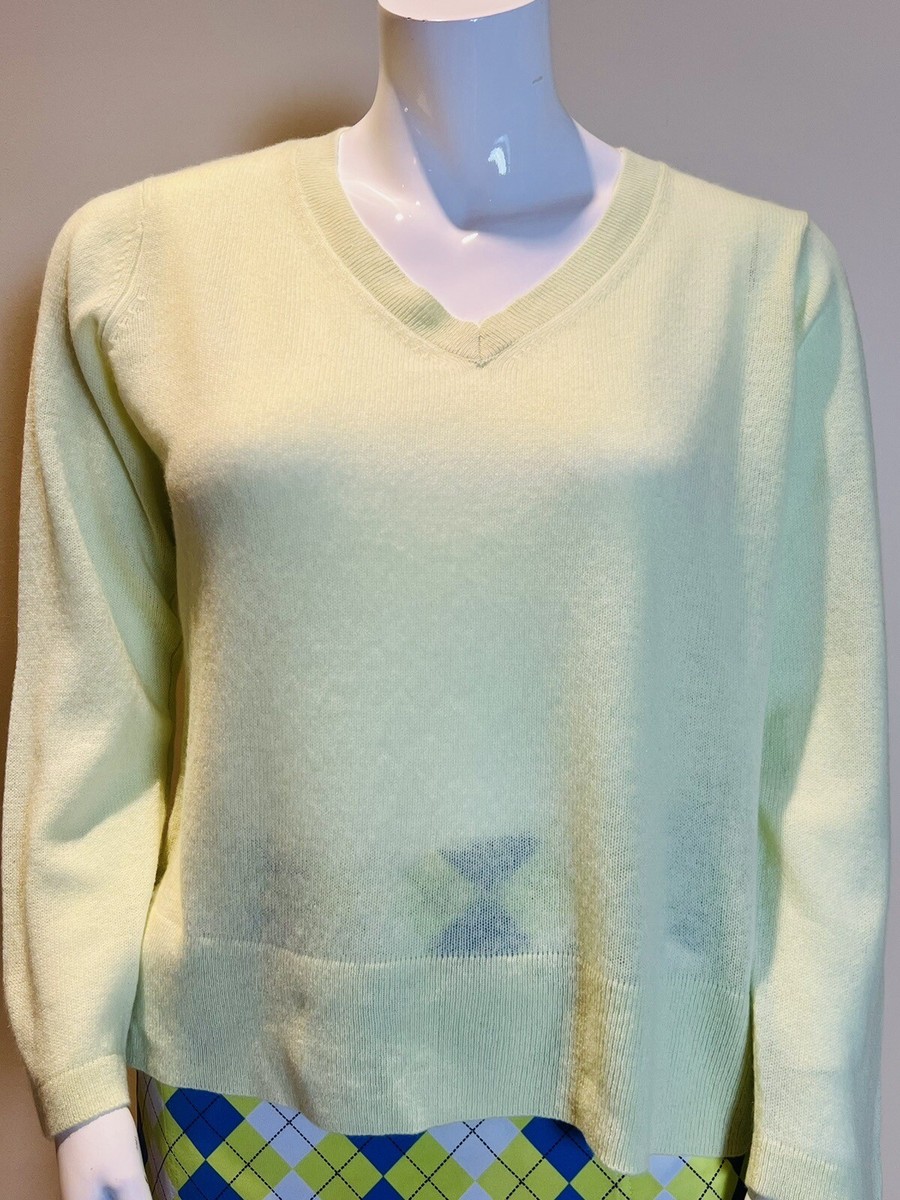 Claudia Nichole Women's Lime Green 100% Cashmere Sweater Sz L (10