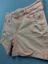 Old Navy Women's Size 8 w31 Peach Twill Distressed Cuffed Cut-off Shorts