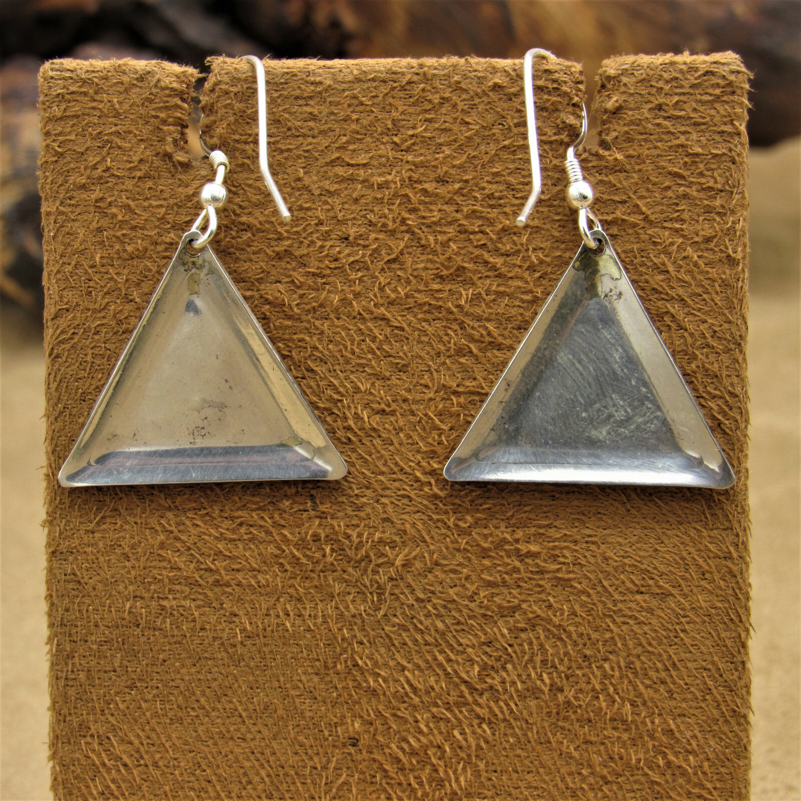Triangular Sterling Silver Maze Dangle Wire Earri… - image 5