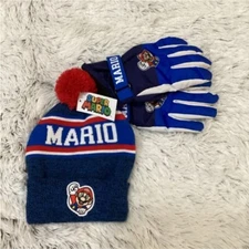 Bio world Nintendo Super Mario boys hats and gloves set youth L/XL
