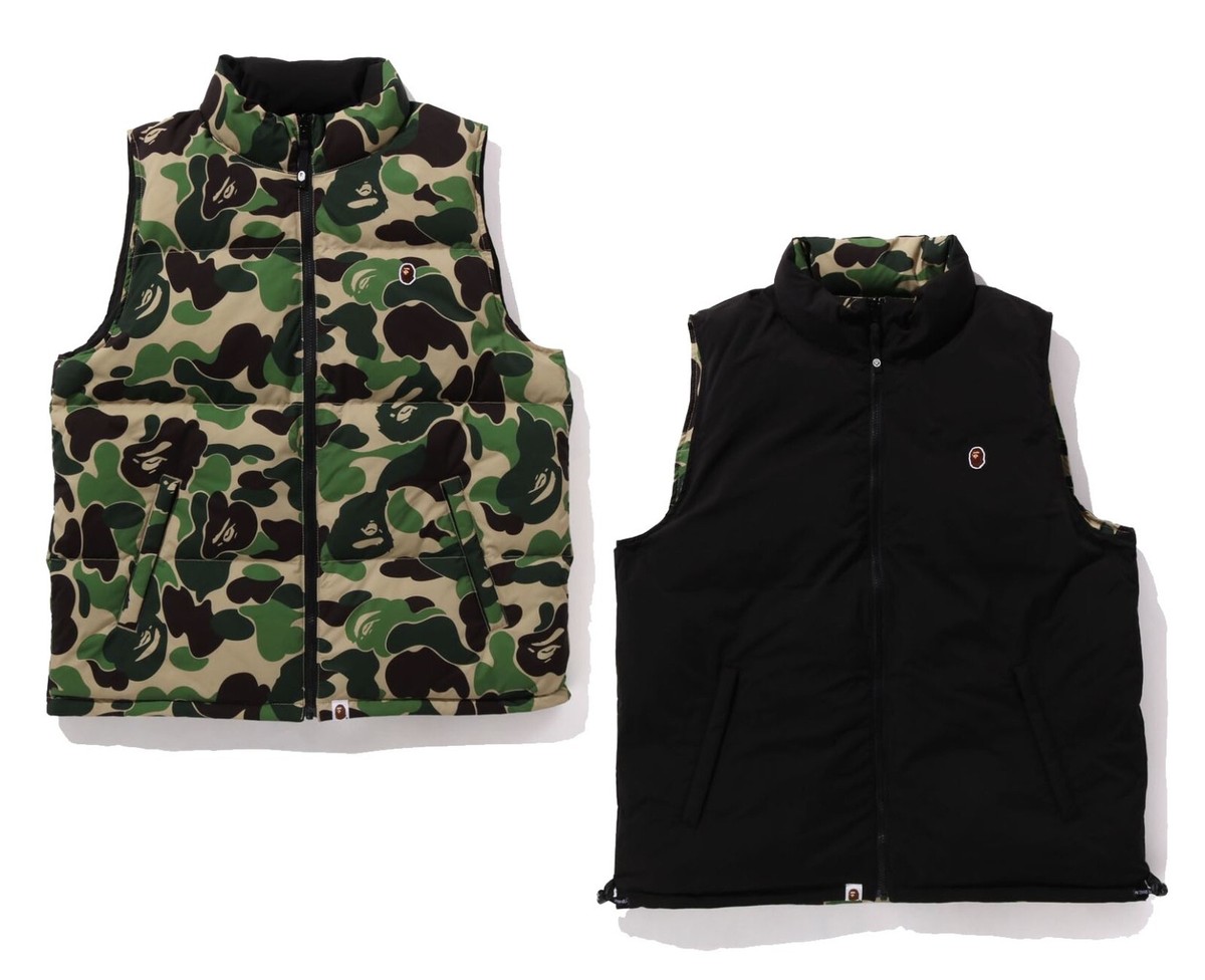 A BATHING APE Men's ABC CAMO REVERSIBLE DOWN VEST JACKET A BATHING APE Men's ABC CAMO REVERSIBLE DOWN VEST JACKET