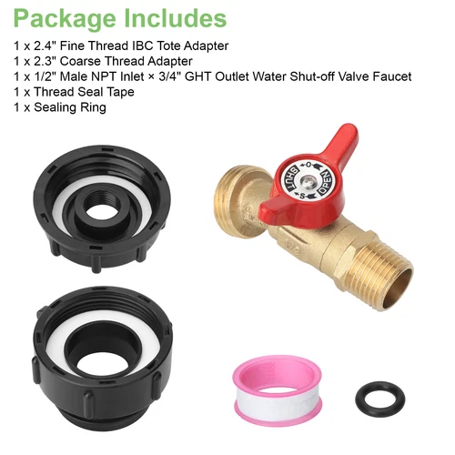 275-330 Gallonen IBC Tote Tank Adapter 2,44" Feingewinde 1/2" Außen NPT × 3/4" GHT - Bild 8 von 8