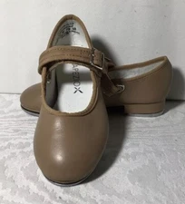 Girl’s Capezio Caramel Brown Leather Teletone Mary Jane Tap Shoes 10.5 W