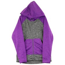 HEAD Youth Girls Full Zip Hoodie Jacket, X-Small 5/6 , Charcoal Heather/Purple