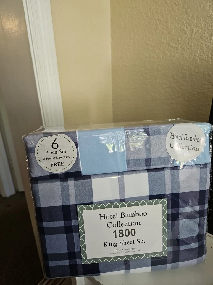 Juego de sábanas Hotel Bamboo Collection King 6 piezas azul marino Foto 3 de 4