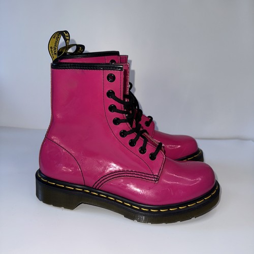 Botas de Combate Dr. Martens 1460 Cuero 8 Ojos en Rosa Caliente Talla 6M - Imagen 4 de 10