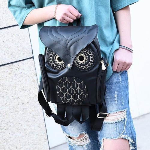 PU Owl Backpack Cartoon Softback School Journey Bags Teenage Shoulder Bags Gold - Picture 8 of 18