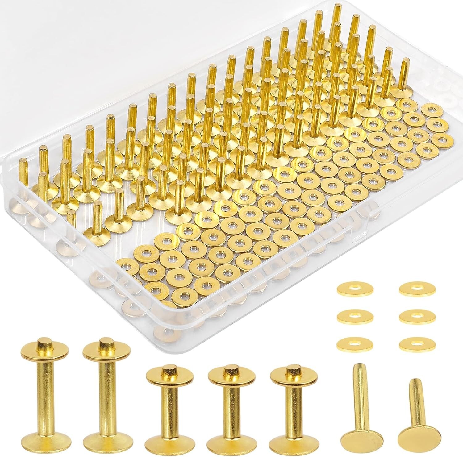 154Pcs Brass Rivets for Leather, #12 Smooth Leather Rivets Without ...