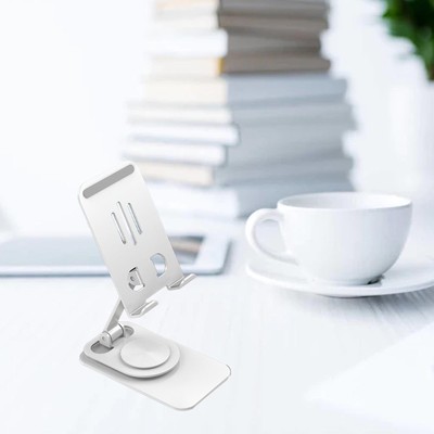 Phone Holder 360°Rotation Height Adjustable Foldable Portable Metal Desk Pho Kit
