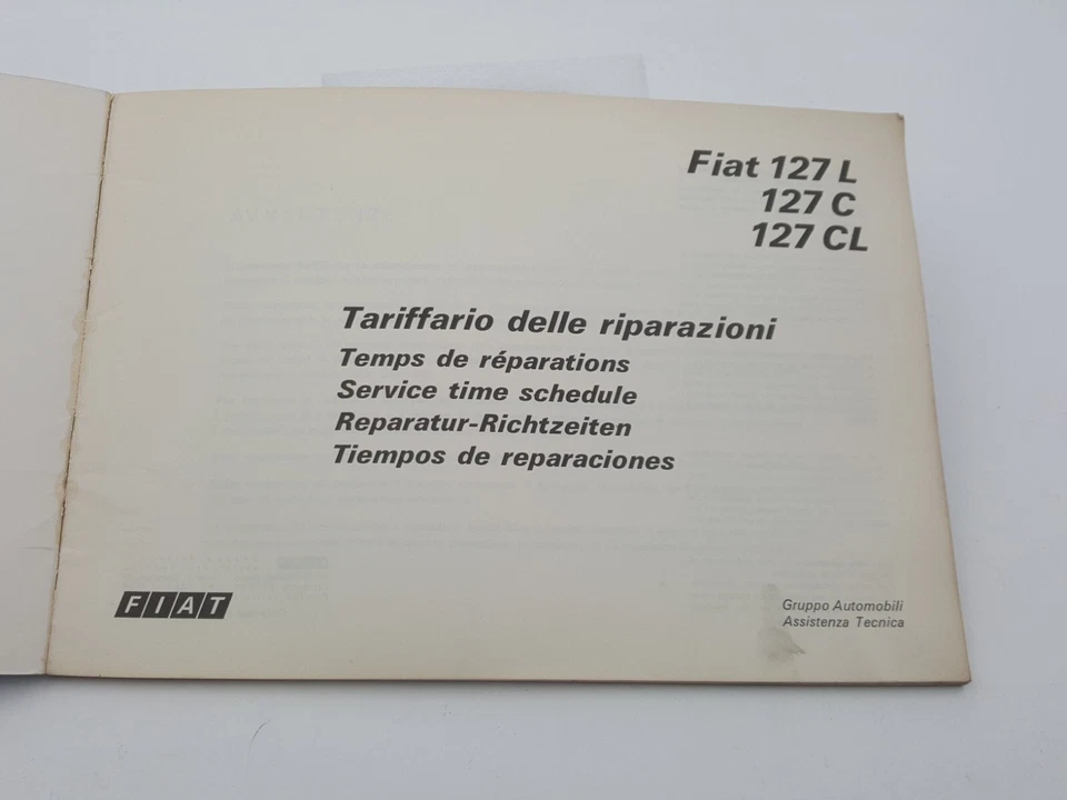 Manual de Taller Fiat 127L C CL Lista de Tarifas Reparación Asistencia Técnica - Imagen 4 de 4