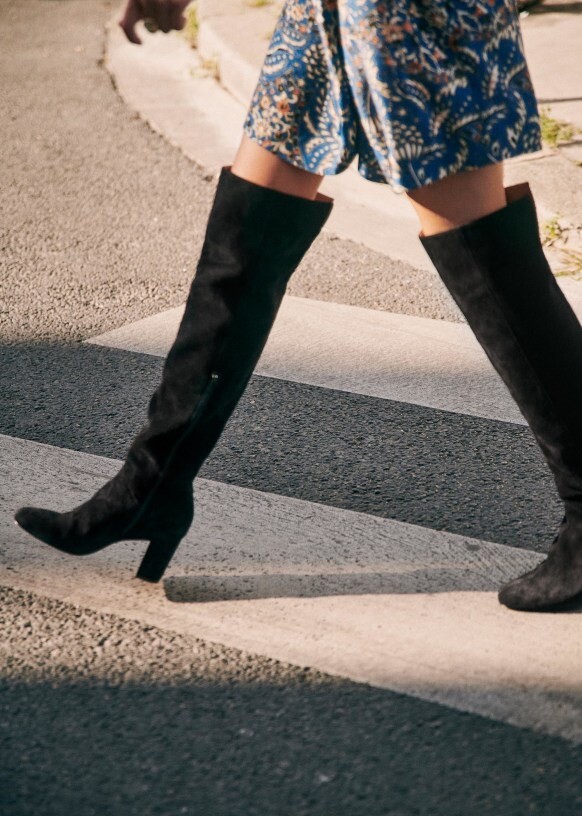 Sézane Blue Leather Thigh High Boots Sezane “Emilia” Suede Over