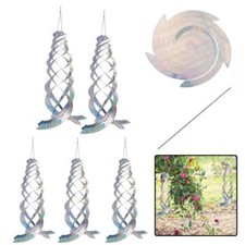 5PCS Bird Repellent Spiral Reflectors Hanging Reflective Bird Deterrent 17.7Inch
