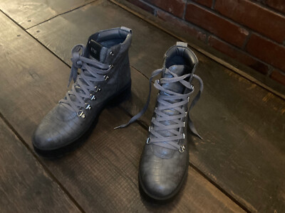 Steve Madden Damen Stiefel BAM Schnürstiefeletten Echtleder Grau 41