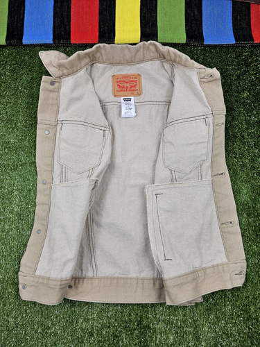 Levis boys sleeveless trucker vest jacket denim classic size L 12-13 beige - Picture 2 of 9