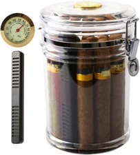 XIFEI Acrylic Humidor Jar with Humidifier and Hygrometer,Humidor That Can Hold a