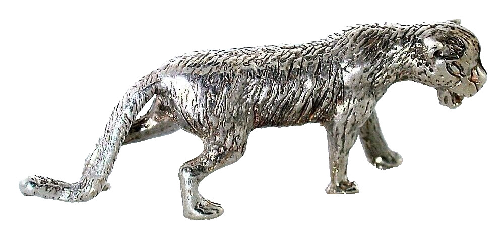 2 1/4 x 1/2 x 4/5 Inch Vintage Casted Lionness Cat Sterling Figure EBS9429/6224