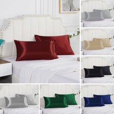 2 Pack Satin Silk Pillowcase Silk Cover Ultra Soft Pillow Luxury Cushion Cover