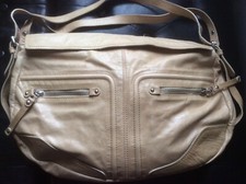 Nuovedive Large Tan Beige Leather Handbag Italy