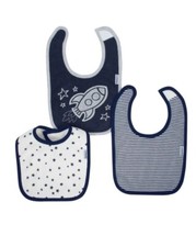 Gerber Baby Boy 100 Organic Cotton Bibs, Qty 3, Navy Blue Rocket, Stars, Space