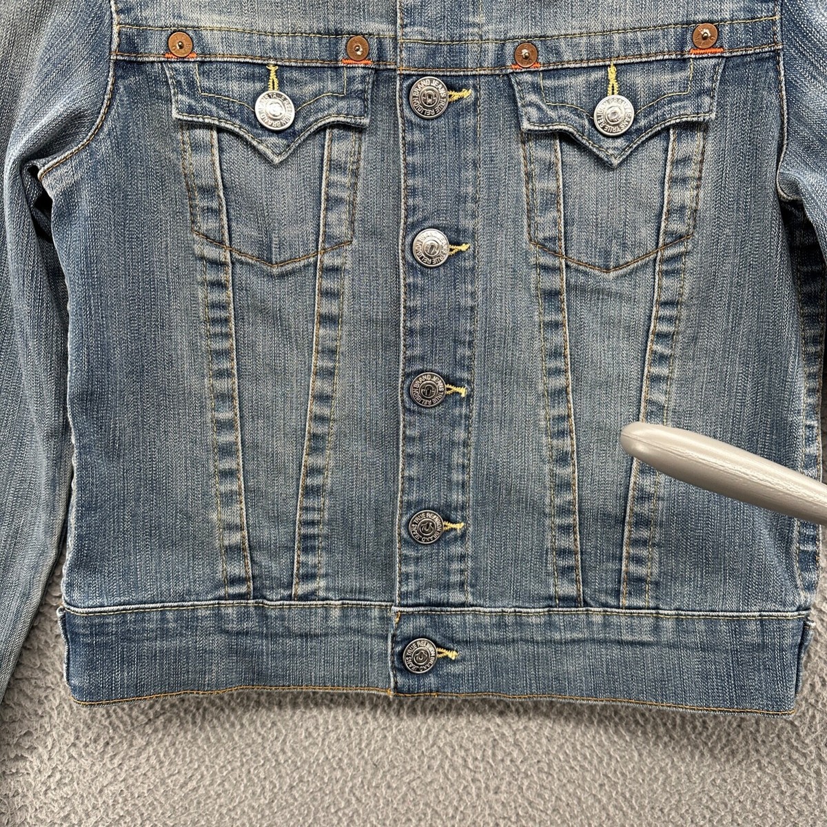 True Religion Jacket Womens Small S Blue Denim Long Sleeve