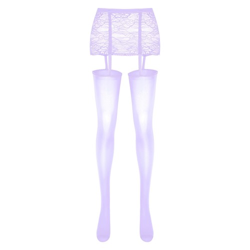 Minifalda de encaje transparente para mujer lencería con medias para cinturón de liga - Imagen 53 de 95