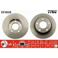 TRW 2X Bremsscheibe Hinten 245 Voll FüR VW Passat Variant 3B6 3B5 3B3 3B2