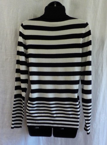 Joseph A. Turtleneck Sweater Size M NWT Black Stripe Rayon Blend Long Sleeves - Picture 5 of 11