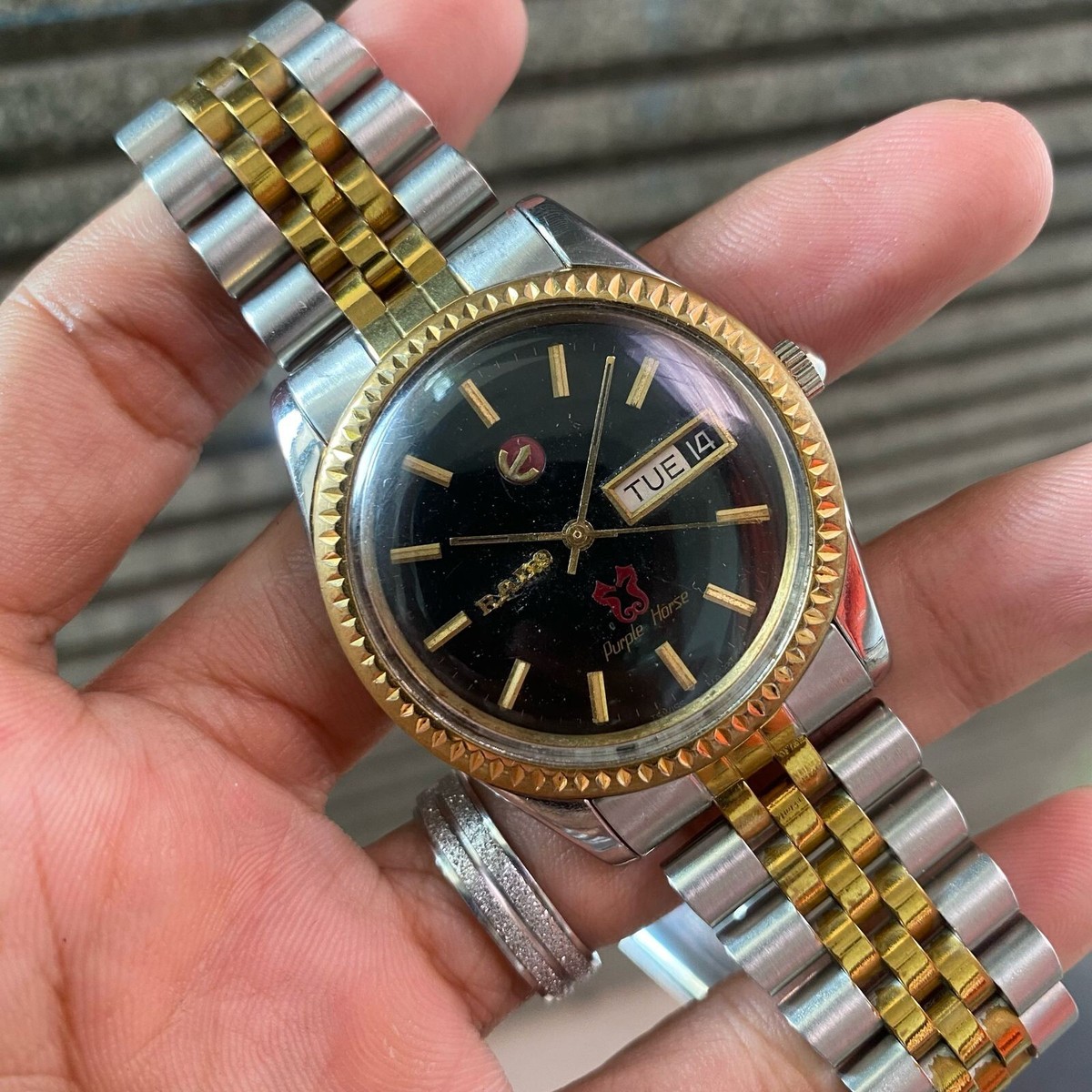 RADO Purple Horse 自動巻き時計 Vintage RADO Purple Horse Automatic Quick D/D Steel Fluted