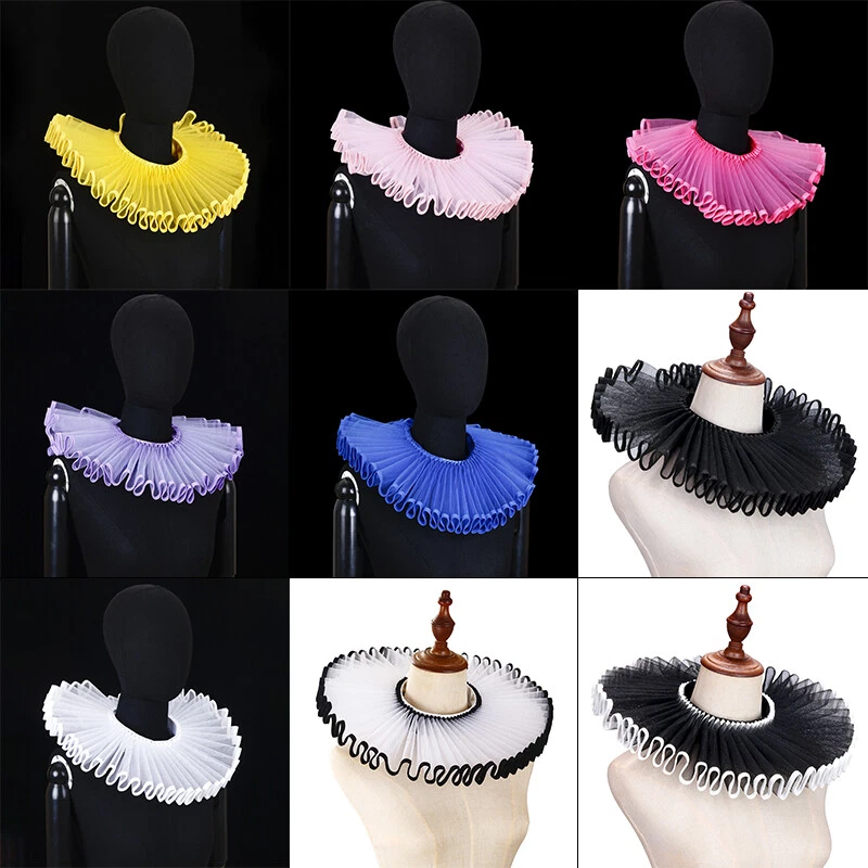 Clown Costume Cosplay Collar Vintage Victorian Renaissance Neck Ruffle Choker - Image 2 of 4