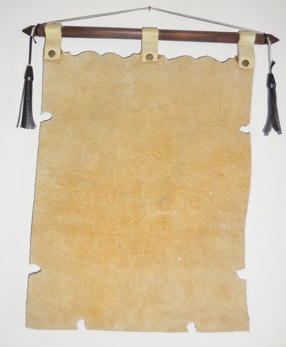 QUADRO VINTAGE ANNI 30 SU STRISCIONE IN PELLE DISEGNO CAVALLO ASIATICO - Foto 5 di 5