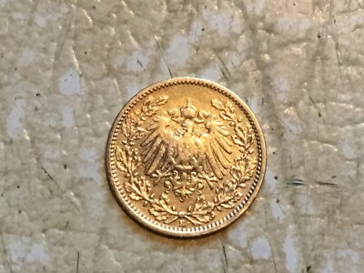 1905-E GERMANY SILVER 1/2 MARK   TONED Golden & Red color  COIN