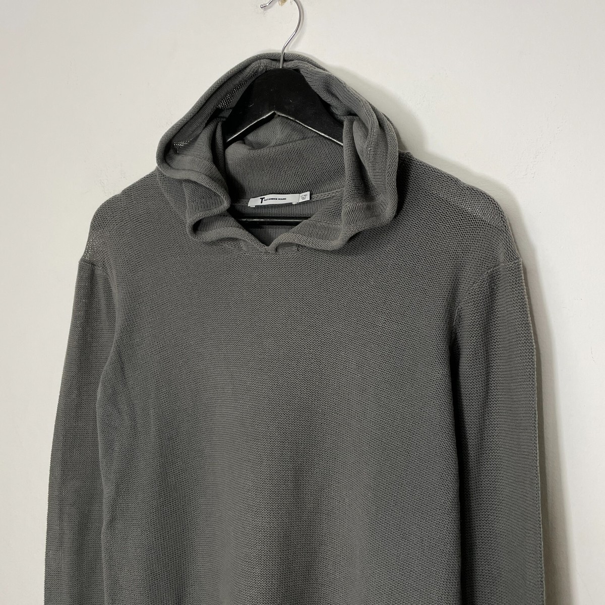 T Alexander Wang Cotton Knit Hoodie Pullover Size S Grey | eBay
