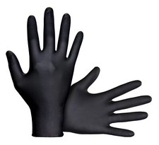Raven SAS66518 SAS Safety Powder Free Examination Black Nitrile Gloves - 7 Mi...