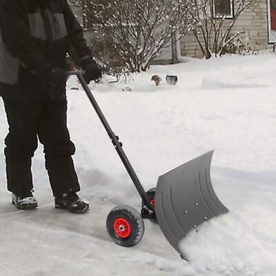 Heavy Duty Rolling Snow Pusher/Shovel Lawn Plough with Wheels Adjustable Handle