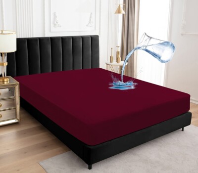 Waterproof Fitted Sheet Soft Elastic Mattress Cover with 18in Deep Pocket