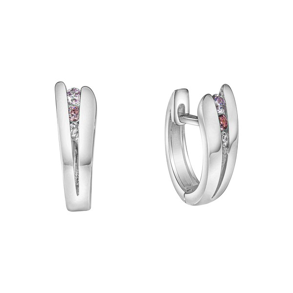 Ohrschmuck Ohrring Creolen 925 Sterling Silber Glanz Poliert Zirkonia Bunt Multi-image