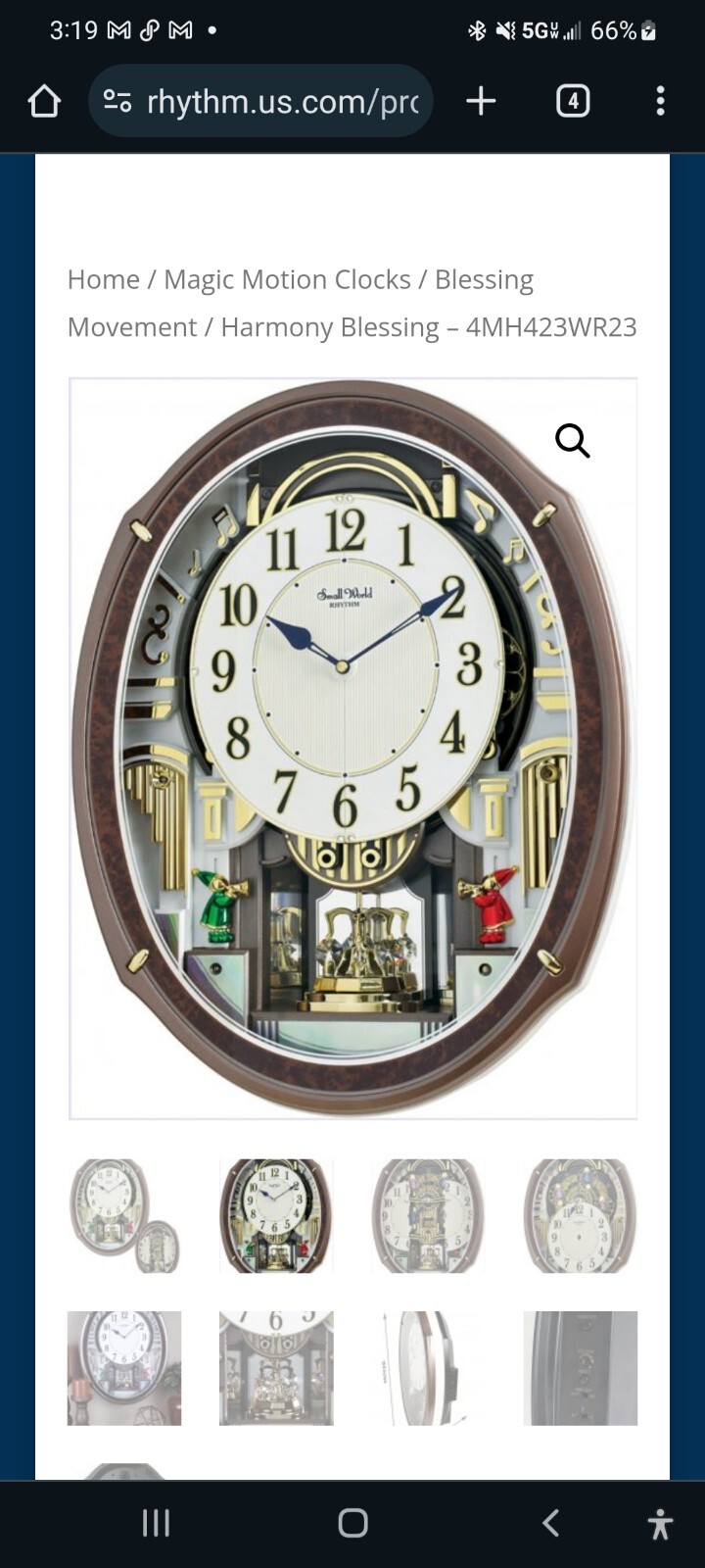 Small World Rhythm Harmony Blessing, Sound & Motion Musical Clock