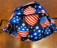 Red,white blue Ornaments  Stars. Face Mask.Cotton.Pleated.Reuse.