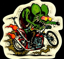 Rat Fink Sticker Motorcycle Madness 3 12 X 3 14 Glossy