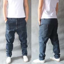 New Mens Harem Jeans Denim Pants Trousers Drop Crotch Loose Baggy Hip Hop Casual