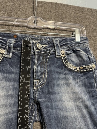 Jeans Miss Me donna taglia 27 (28x29) blu denim relaxed bootcut impreziosito usato in ottime condizioni - Foto 7 di 12