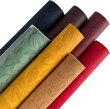 7 Pcs Floral Embossed Faux Leather Sheets, 8.2" 11.8" PU Embossed Textured Syn