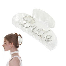 Bride Claw Hair Clip,  Bride White Acrylic Hair Clips with Rhinestone Logo, Bach