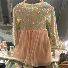 Cat & Jack Girls S 6/6X Pink Sequin Tulle Lon...