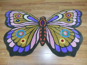 Tibetan Butterfly Rug Shape Handmade Kids Boho Rug Aesthetic Rug 3x5 Ft