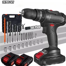 Cordless Brushless Impact Driver Hammer Drill Combo Kit with 2 Battery & Charger