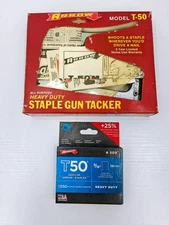 Vintage Arrow T-50 Staple Gun Heavy Duty Chrome USA w/ T50 9/16" 14mm Staples